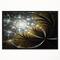 Designart - Symmetrical Dark Golden Fractal Flower - Abstract Canvas Print in Black Frame
